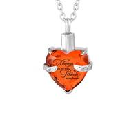 DEJIN Collar con colgante de corazón de cristal, urna de cenizas de hueso de cremación, collar con colgante de urna Forever In My Heart Memorial Keepsake, Piedra