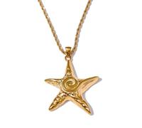 DEJIN Collar con colgante de estrella de mar de acero inoxidable 316L, chapado en oro de 18 quilates, chapado en PVD individualista, Piedra