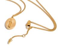 DEJIN Collar ovalado de acero inoxidable con forma de gota que no mancha, metal chapado en oro de 18 quilates, joyería distintiva