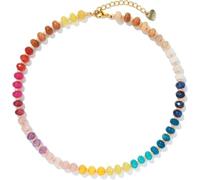 DEJIN Collares coloridos con cuentas de piedras preciosas para mujer, collar de hilo hecho a mano con piedra natural arcoíris, Piedra