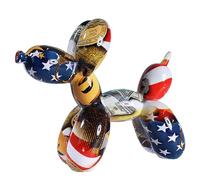 DEJIN Estatua De Perro con Globo - Escultura De Resina Colorida, Decoración Abstracta for Sala De Estar Y Oficina, Regalo Artístico Brillante(Stars and Flags)