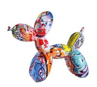 DEJIN Estatua De Perro con Globo - Escultura De Resina Colorida, Decoración Abstracta for Sala De Estar Y Oficina, Regalo Artístico Brillante(Graffiti)