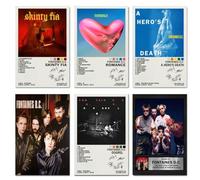 DEJIN Fontaines - Póster de Dc (juego de 6) con portada de álbum de banda, firmado, edición limitada, pósteres musicales en lienzo para dormitorio, sala de estar, oficina, pasillo, decoración de pared