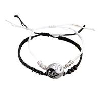 DEJIN Juego de 2 pulseras trenzadas de dragón Tai Chi Gossip para mujeres y hombres, mejores amigos, pulseras Yin Yang, joyería de moda para parejas, Piedra