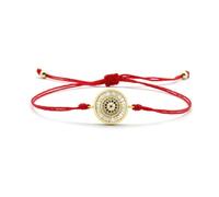 DEJIN Pulsera de circón dorado con círculos de cristal de Dios de los ojos para mujer, pulsera de cuerda roja y negra para el mal de ojo, regalo, Piedra