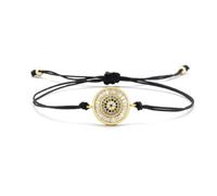 DEJIN Pulsera de circón dorado con círculos de cristal de Dios de los ojos para mujer, pulsera de cuerda roja y negra para el mal de ojo, regalo, Piedra