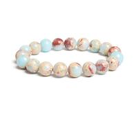 DEJIN Pulsera de cuentas de piedra natural, ágata redonda, jaspe, pulseras de cuentas para hombres y mujeres, cuerda elástica, hecha a mano, 10 mm, 2 unidades, Piedra