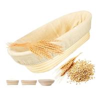 DeJivsin Banetones para pan, Cesta de Fermentación Ovalada de 25 cm de Ratán, Cesta Fermentacion Pan, para panaderos profesionales y privados