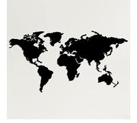 DEKADRON - Decoración de pared de metal, mapa del mundo de metal, decoración de la pared, decoración del hogar, placa de metal, 4 piezas 59"Wx32" H/150 x 80 cm, color negro