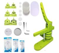 Dekaim Máquina para hacer botones de 25 + 32 + 58 mm, máquina para hacer insignias con 300 piezas de botón, juntas de imagen y cortador para insignias personalizadas (verde)