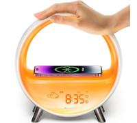 Dekala Despertador con Simulación de Amanecer y Atardecer, Wake-up Light con Wireless Charger de 15W, Control Táctil y por App, Compatible con Alexa