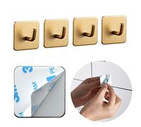 DEKAZIA® 4 Ganchos Adhesivos para Pared Dorado colgadores Pared Adhesivos Gancho Pared Colgador Toalla baño Adhesivo Percha Pared Perchero Pared Perchas de Pared cuelga Toallas baño Colgador
