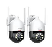 DEKCO 2K QHD Camara Vigilancia WiFi Exterior, 3MP 360° PTZ Cámara Vigilancia, Visión Nocturna Colorida, Rastreo de Movimiento, Alarma de Luz y Sonido, Audio Bidireccional, (2 Blanco)