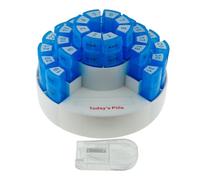 Deke Home - Organizador mensual de píldoras con cortador de pastillas, organizador de pastillas 4 veces al día, organizador de pastillas de 31 días, múltiples dosis diarias, compartimentos extraíbles