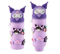 Dekewe Estuche Kawaii Kuro-m, portabolígrafos elástico con diseño cilíndrico, Estuche de Silicona 2 en 1, Bonito Estuche de Dibujos Animados para la Escuela, Regalo para Estudiantes y Adolescentes.