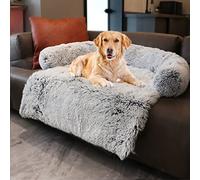 Dekeyoo Cama calmante para Perro, Protector de sofá para Mascotas, Funda de Muebles para Mascotas con Refuerzo Suave para el Cuello, Lavable a máquina, Gris Plateado, Grande