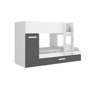 Dekit Cama Tren 3 Camas TOM con Armario y Arrastre 150x244x112 Blanco Grafito
