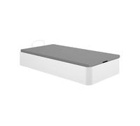DEKIT Canapé Abatible Round 90x190 cm Blanco | Gran Capacidad de Almacenaje | Esquinas Redondas | Tapa Transpirable 3D y 4 valvulas de aireación| Pistones Hidráulicos | Reforzado