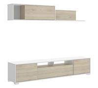 Dekit Conjunto mueble de salón Ken (Blanco brillo/Natural, 3 pzs.)