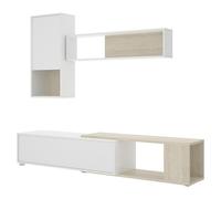 Dekit Conjunto mueble de salón Obi (Blanco brillo/Natural, 3 pzs.)