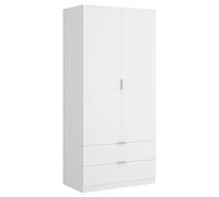 DEKIT GRUPO RIMOBEL Armario ropero 2 Puertas+2cajones, Blanco, 81x184x52 cm