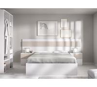 DEKIT GRUPO RIMOBEL BIANCA PACK - Conjunto de cabezal con dos mesitas de dos cajones, aro de cama 135/140X190 y armario vestidor - BLANCO / ALISTONADO