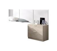 DEKIT GRUPO RIMOBEL BITO - Cabecero de tres plafones con mesita de dos cajones - Natural / Blanco - 96 x 157 x 34.2