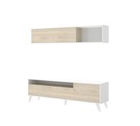 DEKIT GRUPO RIMOBEL BONN - MUEBLE DE SALON COMPACTO TV BONN - 180 X 180 X 41 CM - BLANCO / NATURAL