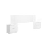 DEKIT Grupo RIMOBEL - Cabezal len para Cama DE 150CM con 2 MESITAS - Blanco - 96x251x34,2cm