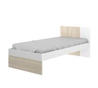 DEKIT GRUPO RIMOBEL DINA - Cama juvenil individual con cabezal bicolor 190x90 - Blanco / Natural - 79x97x196 cm