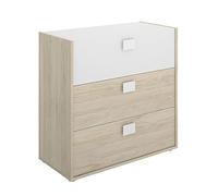 DEKIT GRUPO RIMOBEL DINA - Cómoda juvenil de tres cajones - Blanco / Natural - 81x81x41 cm