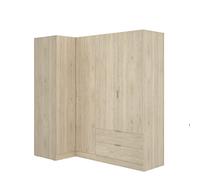 DEKIT GRUPO RIMOBEL Essen Armario de rincón con cajones - Roble Natural - 184 cm (Alto) x 91 cm (Ancho) x 174cm (Prof.)