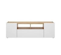 DEKIT GRUPO RIMOBEL ISOLA Mueble de TV bajo, Melamina, Blanco y Nordic, 44x142x35 cm