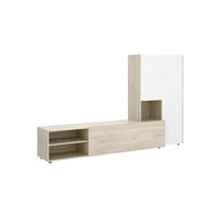 DEKIT GRUPO RIMOBEL KEI - SALON TV COMPACTO CON 3 PUERTAS - BLANCO / NATURAL - 140,6 x 227 x 40