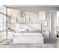 DEKIT GRUPO RIMOBEL LAGO - Cama para dormitorio 135/140X190 con dos mesitas de dos cajones - BLANCO - 100 x 246 x 195