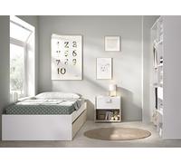DEKIT GRUPO RIMOBEL LAGO PACK - Conjunto de cama nido con dos cajones, mesita de noche y armario vestidor - BLANCO / NATURAL
