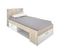 Kit Muebles Cama dormitorio compacta LANKA DEKIT 90 x 190 con cajones Natural/Blanco