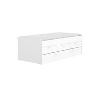 DEKIT GRUPO RIMOBEL LEKA - Cama compacta con tres cajones y una cama arraste - Blanco - 67x195x95 cm