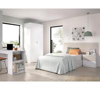 DEKIT GRUPO RIMOBEL LION PACK - Conjunto de cabecero con mesita, mesa escritorio y armario - BALNCO / ALISTONADO