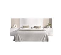 DEKIT GRUPO RIMOBEL LOMA - Cabecero con mesitas de dos cajones para cama de matrimonio - BLANCO / ALISTONADO - 96 x 258,8 x 34,2 cm