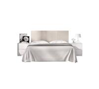 DEKIT GRUPO RIMOBEL LUSA - Cabecero con mesitas de dos cajones para cama de matrimonio - BLANCO / ALISTONADO - 106 x 256.8 x 34.2 cm