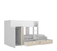 DEKIT GRUPO RIMOBEL MATT - Cama Tren con 2 camas Juvenil, color Blanco / Natural, 150x275x106 cm