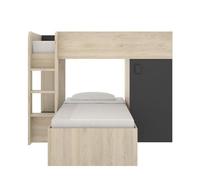 DEKIT GRUPO RIMOBEL MOVE - Cama tren para dormitorio con doble montaje y con dos camas - Grafito / Natural - 191x150x255 cm