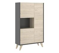 DEKIT GRUPO RIMOBEL NESS - APARADOR ALTO DE 3 PUERTAS Y 4 ESTANTES - 135X81X43 cm - GRAFITO / NATURAL