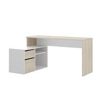 DEKIT GRUPO RIMOBEL ROX - MESA ESCRITORIO CON ALMACENAJE Y DOBLE MONTAJE - 139x75 cm - NATURAL / BLANCO