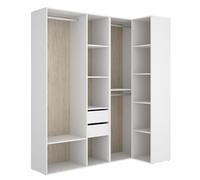DEKIT GRUPO RIMOBEL SUIT - Conjunto de armario-vestidor rinconero con dos cajones - BLANCO/NATURAL - 205 x 1825 x 79,5