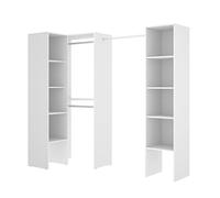 DEKIT GRUPO RIMOBEL SUIT - Conjunto de Vestidor rinconero con dos columnas y zona de barras - Blanco - 185 cm (Alto) x 226 cm (Ancho) x 80 cm (Prof.)