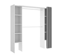 DEKIT GRUPO RIMOBEL SUIT - Vestidor abierto con estantes regulable con cortina - Blanco - 205 x 50 x 177,5 cm