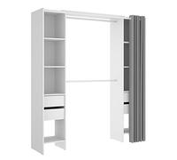 DEKIT GRUPO RIMOBEL SUIT - Vestidor con estantes y curato cajones con cortina - BLANCO - 205 X 50 X 177,5 cm