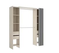 DEKIT GRUPO RIMOBEL SUIT - Vestidor con estantes y curato cajones con cortina - Natural - 205 X 50 X 177,5 cm